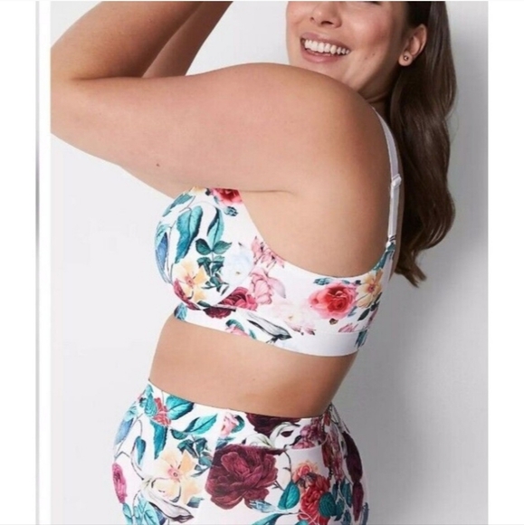 NWT Cacique Comfort Bliss Lightly Lined Full Coverage White Floral Bra 44DDD - Picture 3 of 11